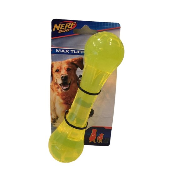 NERF DOG Max Tuff Yellow Durable Rubber Interactive Toy Medium Large Dogs - Picture 1 of 3